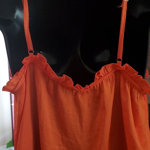 Sunset Orange V-Neck Ruffled Camisole Top - Picture 5 of 10